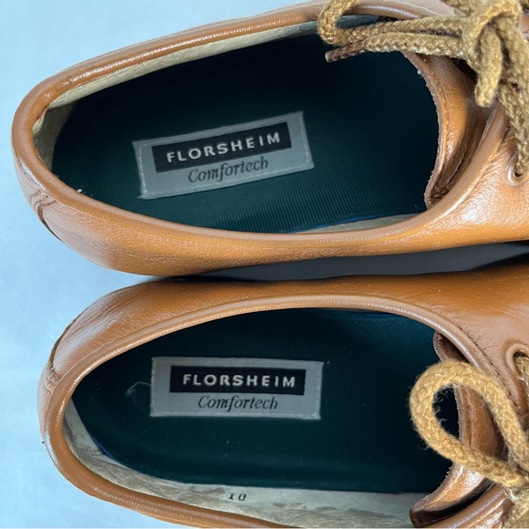 Vintage 70s Florsheim Comfortech men’s 9EEE beige leather derbies rubber soles - Picture 8 of 16